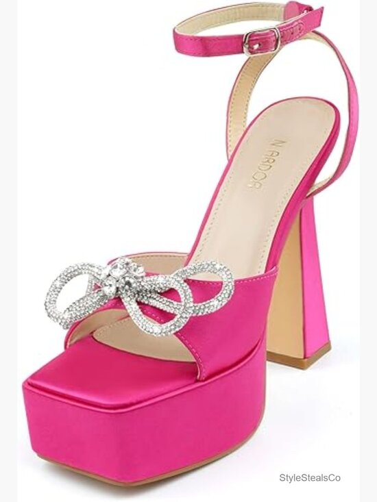 Shoes - Women's Chunky Platform Heels Lace Up Ankle Strap Prom Sandals
